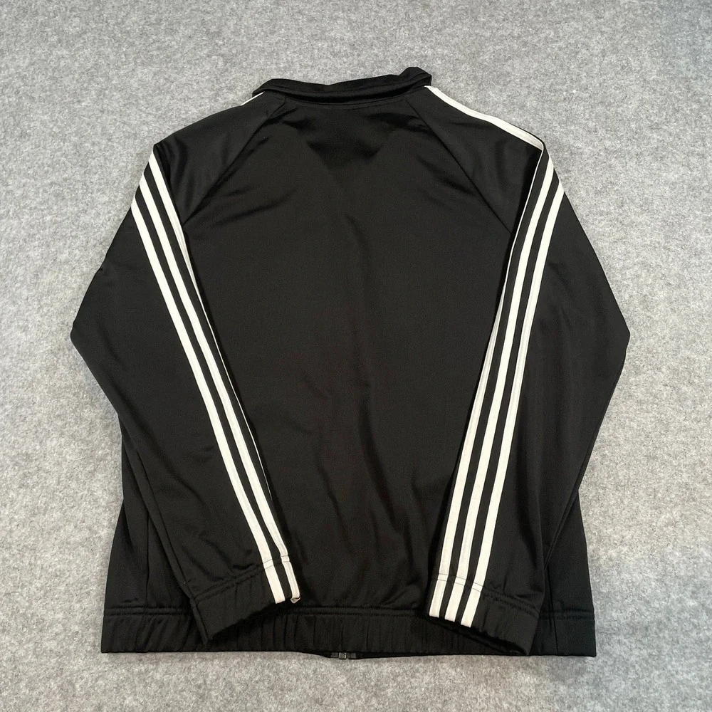 Adidas Mens Jacket Black Striped Athletic Fit Layering Full Zip Track Soccer
